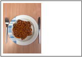 Photographs show meals from the PEACE menu as served, and also the prepacked items that are used, to make the food familiar, and reassure that it will be consistent.
